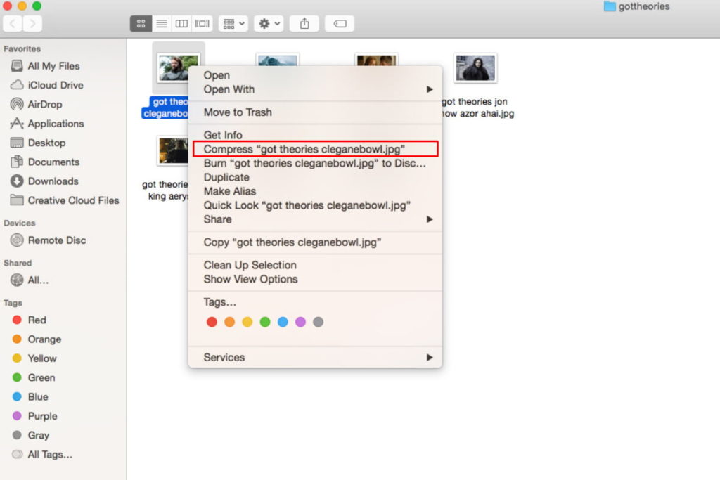 zip a file for mac